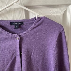 Lands' End Lavender Button-Up Sweater